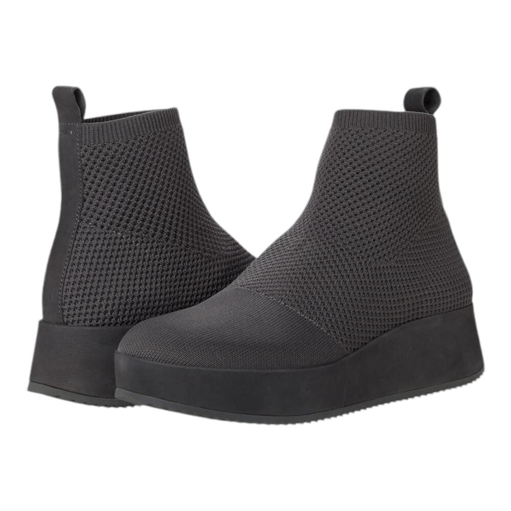 Eileen Fisher NWOB Mars Stretch Knit Bootie Size 5.5 Graphite Gray Slip-On Wedge